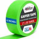 Gaffer Power Proudly Made in The USA, Real Professional Grade Gaffer Tape, Heavy Duty Gaffers Tape, Non-Reflective, Multipurpose. 2 Inches x 30 Yards, Fluorescent Green