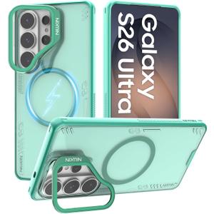 Nillkin Iceblade Samsung Galaxy S26 Ultra Case with Camera Cover, Full Camera Protection, Adjustable Stand, Compatible with MagSafe, Anti Yellowing, Anti-Scratched, Shockproof, Translucent Green
