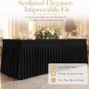 5 Pack Black Stretch Spandex Tablecloths, 6ft Fitted Rectangle Table Cover with Skirt, Wrinkle Free Polyester Table Cloth for Wedding, Party, Banquet, Baby Shower, Christmas, 6ft Rectangle Spandex Tablecloths-5pcs