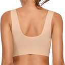 WOWENY Seamless Wirefree Bras for Women Comfy Mesh Soft Padded Back Smoothing Bra (Beige, L)