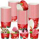 Domensi 100 Pcs Christmas Treat Snack Cups 12 oz Xmas Themed Paper Treat Food Disposable Bowls Holiday Ice Cream Snack Bowls for Parties Merry Christmas Paper Dessert Cups (Classic)