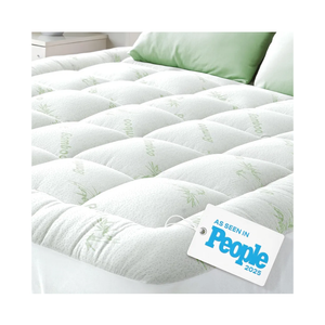 Ultra Soft Queen Size Mattress Topper - Viscose Made from Bamboo Pillow Top Mattress Pad for Back Pain Relief - Naturally Cooling for Hot Sleepers, Green