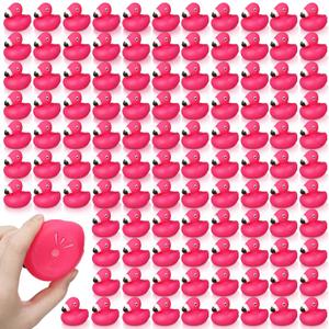 Honoson 24 Pcs Flamingo Rubber Duckies Bulk Pink Flamingos Party Favors Bath Toy Pool Floating Squeak Rubber Ducks for Birthday Party Decoration Baby Shower Cake Decoration