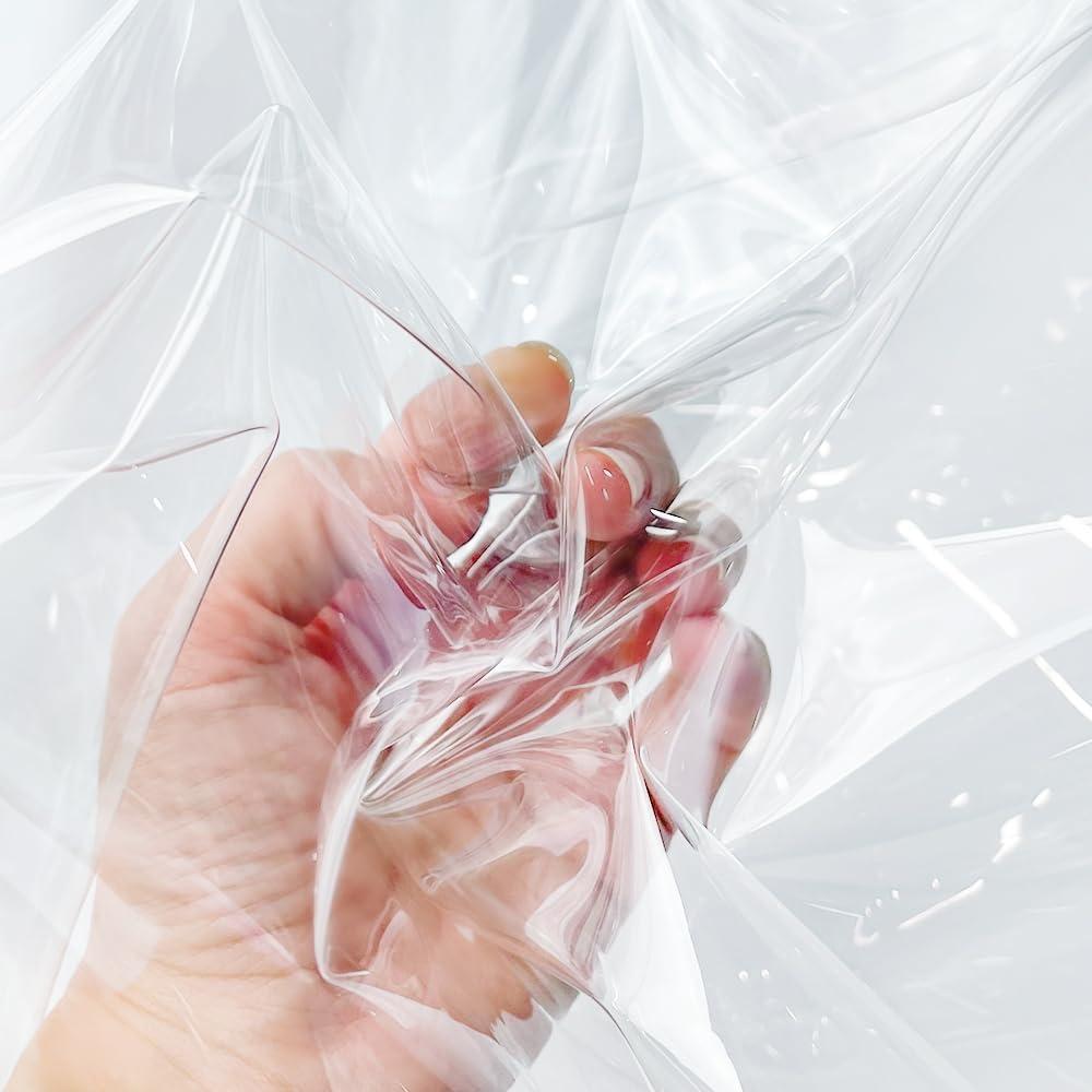 ONEART | Clear TPU Vinyl Fabric 54-Inches Wide, 12 Gauge Clear Waterproof Vinyl Multipurpose Transparent Jelly Vinyl Sold by Separate Yard