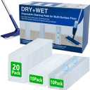 40 Count Dry+Wet Hardwood Floor Cleaner Pads for Bona Mop Replacement Pads XL Disposable Wet Cleaning Pad Multi Surface Floor Pads Refill Compatible with Bona, Rubbermaid, Libman and Swiffer Power Mop