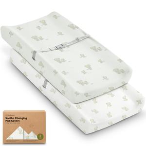 2-Pack Organic Changing Pad Covers for Girl, Boy, Neutral - 100% Cotton Changing Table Pad Cover, Soft Baby Nursery Diaper Changing Pad Sheets, Contour Changing Pads Liners, Change Pad Cover (Elly) 2-Pack Organic Changing Pad Covers for Girl, Boy, Neutral - 100% Cotton Changing Table Pad Cover, Soft Baby Nursery Diaper Changing Pad Sheets, Contour Changing Pads Liners, Change Pad Cover (Elly)