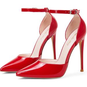 Elisabet Tang High Heels, Women Pumps D'Orsay Ankle Strap Pointed Toe Stiletto Heels Party Wedding Shoes (8)