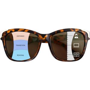FONHCOO Progressive Multifocal Sunglasses for Women, Square No Line Reading Sunglasses Outdoor Sun Readers UV400 Protection