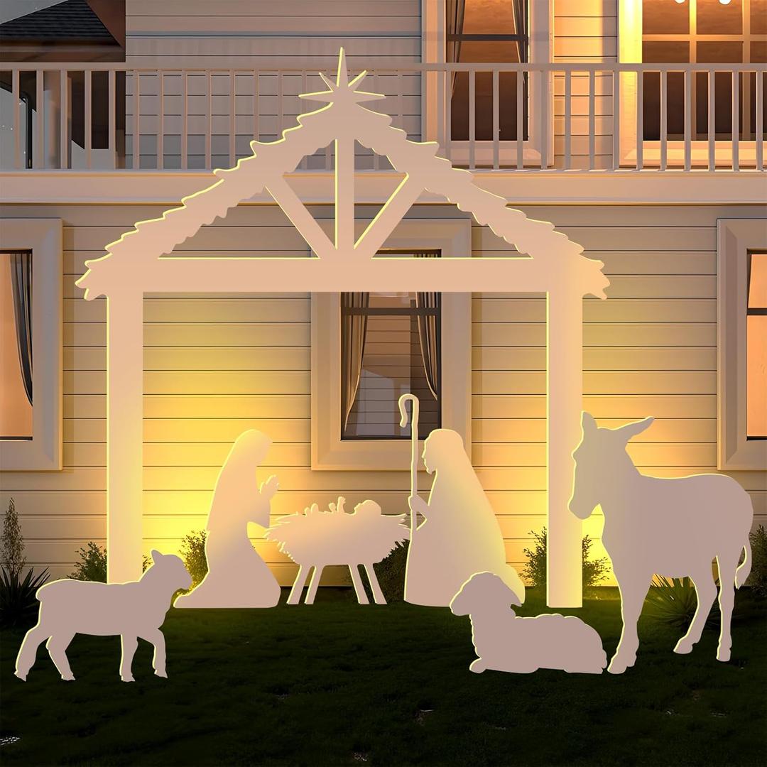 DIY 4-6ft Christmas Nativity Scene Silhouette Sticker Template Set Decoration for Wooden PP Board Cutting Tracing for Holiday Outdoor Indoor Lawn Patio Pathway Garden (Jesus)