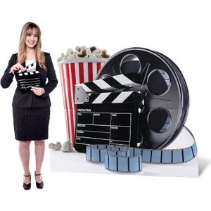 4ft Movie Night Party Decorations Cardboard Cutout Stand Large Film Reel Photo Props for Movie Theme Decorations Night Birthday Party Supplies