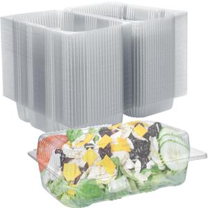 SENENQU 200PCS Disposable Plastic Hinged Food Container - Clear Clamshell Food Containers, 6.7" Length x 3.9" Width x 2.6" Depth Cheesecake Container Disposable to Go Box