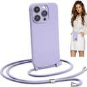 Blaspins Crossbody Lanyard Strap Case for iPhone 13, Neck Cross Body, Adjustable Holder Removable, Drop Protection Shockproof, Hands-Free Silicone Case Cover 6.1 inch, 150 cm Strap, iP13 - Purple