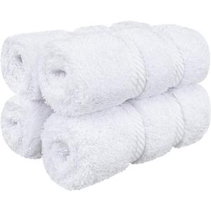 American Soft Linen Luxury Washcloths for Bathroom, 600 GSM 100% Cotton 4 Piece Turkish Wash Cloth Set, 13x13 in Soft Rags for Body and Face, White Washcloths