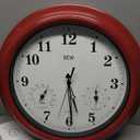Outdoor Clocks Waterproof, 18 in Large Outdoor Clock for Patio w/Thermometer Combo, Silent Battery Operated Decorative Retro Wall Clock for Living Room/Bathroom/Pool/Indoor, Red