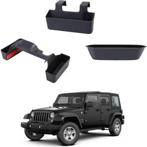 3PCS Gear Shift Console Side Tray Organizer, Center Console Hanging Storage Box, Passenger Side Co-Pilot Organizer Compatible with 2011-2018 Jeep Wrangler JK JKU Interior Accessories