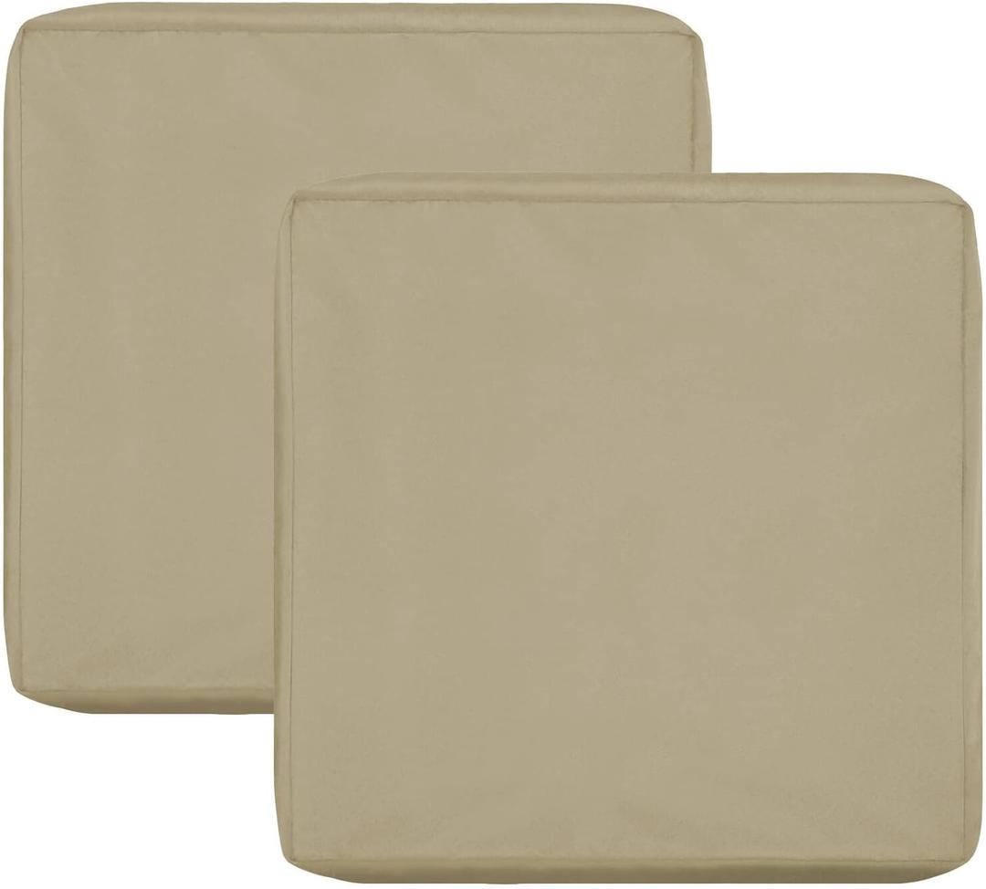 OutdoorLines Waterproof Patio Seat Cushion Cover Replacement, Anti-Slip Patio Chair Cushion Covering for Garden and Backyard(Set of 2, 24"x24"x4", Camel, Cover Only)
