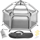 Light Grey POP 'N GO Baby Playpen - Indoor & Outdoor Playpen for Babies and Toddlers - Baby Beach Tent, Foldable, Portable W/Canopy & Travel Bag - Pop Up Pack and Play Yard