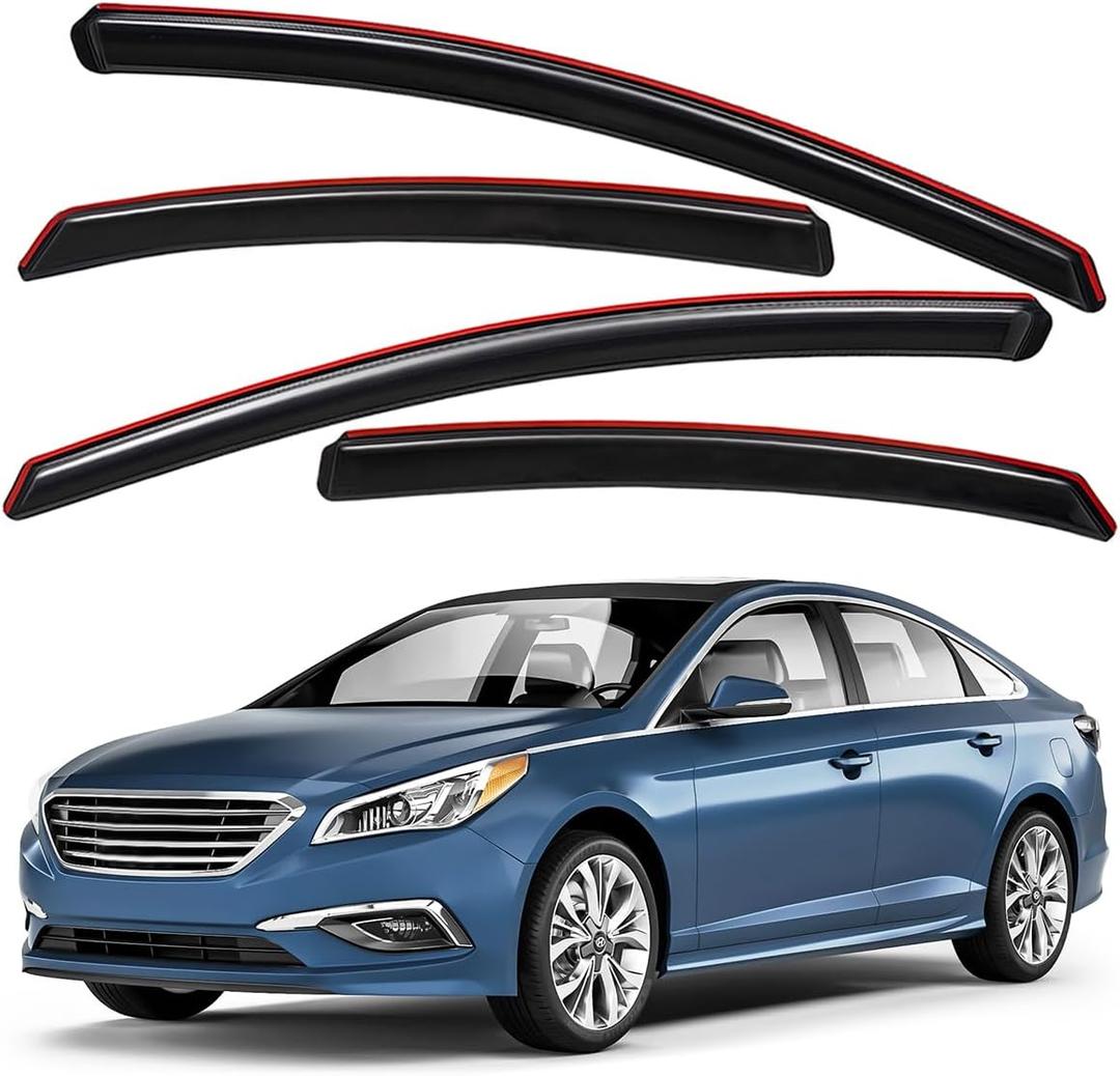 Lightronic Extra Durable Clip-on in-Channel Auto Vent Window Visors, Fits 2011-2014 Hyundai Sonata (Includes Hybrid), UV Protection Rain Guards, Original Wind Deflectors, Smoke, 4-Pcs