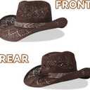 WQWOVRVO Cowboy Hat,Cowgirl Hat,Cowboy Hats for Women/Mens/Straw Wide with Shapeable Brim Western Cowboy Hat for Womens (Brown)