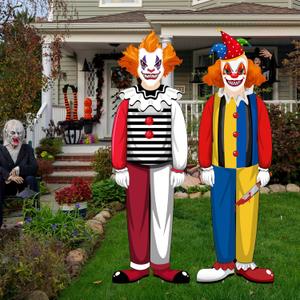 2 Pcs Large Halloween Creepy Clown Carnival Yard Sign Scary Clown Decorations Halloween Circus Decor Signs for Outdoor Lawn Yard Patio House Decorations, 13 x 39.4 Inch
