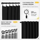 INOVADAY 100% Blackout Curtains for Bedroom, Black Out Curtains 96 Inch Long, Clip Rings Linen Blackout Drapes, Thermal Insulated Room Darkening for Living Room, 2 Panels - Black,W50xL96