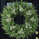 U'Artlines 20 Inch Boxwood Wreaths for Front Door with White Flowers
Spring Summer Wreath, Large Faux Greenery Wreath, Realistic and Full, for Wall Window Porch All Seasons Outdoor Decor