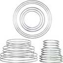 Hotop 24 Pieces Metal Rings Hoops Metal Dream Catcher Macrame Steel Craft Rings Floral Hoop for Wreaths Macrame Projects(Silver,3.5/5/ 7.5/10/14/16 cm)