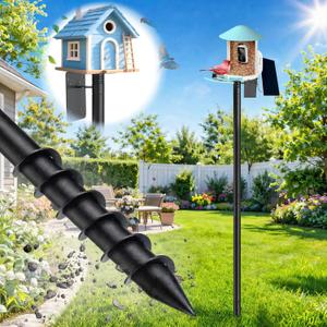 Heavy Duty Bird Feeder Pole - 117" Extra Tall Bird House Stand Outdoor, Anti-Tip Auger & Stable Mount for Smart Camera Birdfeeder,Bluebird House, Bird Buddy, Birdfy