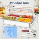 Countertop Ice Food Serving Display Tray with 4 Pan, Salad Bar Buffet Station for Home, Cold Food Buffet Server, Pizza Topping Station, Cold Buffet Table Serving Station for Party