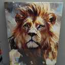 3Pcs Framed Lion Floral Canvas Wall Art Regal Lion Focus Creamy White Golden Blooms Teal Green Backdrop Artistic Blend Nature Paintings Prints Posters Pictures Wall Decor Living Room Decoration (12x16)