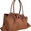 Bevel Edge Suede Large Tote for Women Suede Hobo Bags Retro Shoulder Handbags Purses for Work Travel