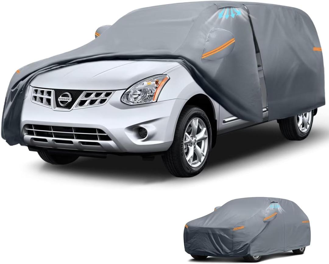 Waterproof Nissan Rogue(2007-2025) Car Cover with Breathable Vents, [2025 Upgrade] Premium Covers with Cotton Liner and Zipper Door, Sun Rain Snow Dust Uv Protection.(Gift with Towel)