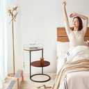 Round Side Table, Modern End Tables Living Room Furniture, Wood Nightstand Small Bedside Table, Unique Accent Tables Bedroom Furniture,Farmhouse Small Couch Side Table,Modern End Table Kids Room