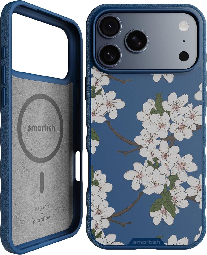 Smartish iPhone 17 Pro Max MagSafe Case - Gripmunk Magnetic Slim Case [Lightweight + Protective] Thin Grip Cover with Microfiber Lining - Shockproof for Apple iPhone 17 Pro Max - Very Cherry Blossom