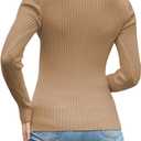 Womens Tops Fall Sweatshirts Long Sleeve Shirts for Women Sweaters Fashion 2024 Dressy Casual Crew Neck Outfits Clothes Trendy Laides Tunics Toffee Large (L)