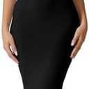 QINSEN Women's Square Neck with Lace Detail Long Maxi Dress Sleeveless Lounge Ribbed Full Length Dresses Black M