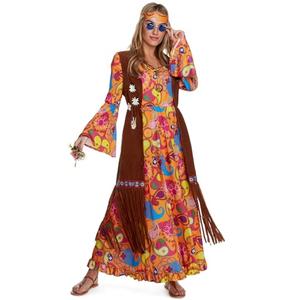 Morph Long Hippie Costume For Women, 70s Hippie Dresses, Retro 60s Style Outfit, Vintage Festival Wear, Small