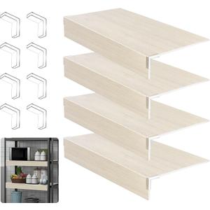 4 Pcs Wire Shelf CoverWire Rack Covers for Shelves, PVC Wood-Look Shelf Liners with Corner Guards for Pantry, Store, Kitchen, Removablet Shelves, Home Organization (24 x 12 Inch, Light Wood)