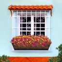 Halatool 4 Pack 30 Inch Window Box with Coco Liner Sturdy Metal Deck Railing Planter with Coconut Coir Basket Liners for Windowsill Fence Porch Balcony and Patio Outdoor Indoor Lawn