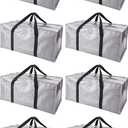 PANDA JOYS Extra Large Moving Bags with Zippers & Carrying Handles, Heavy-Duty Storage Tote for Space Saving Moving Storage, Fold Flat, Alternative to Box and Bin - 8 Pack, Silver