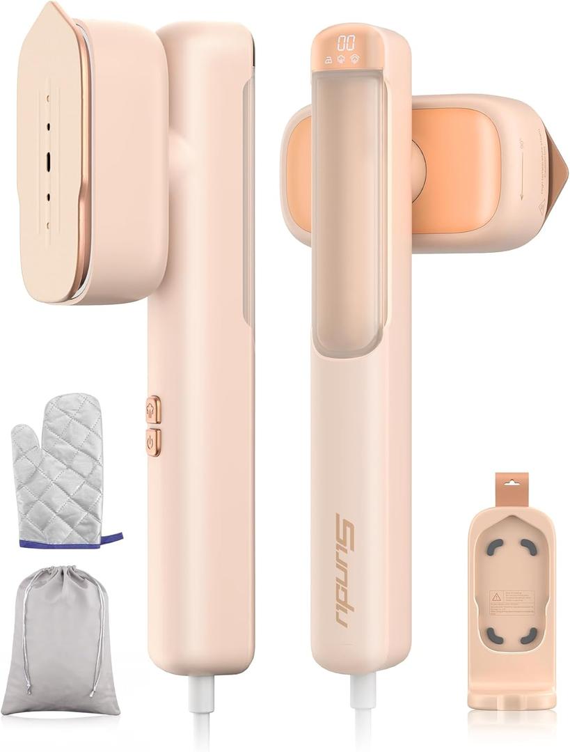 Smart Steam irons Handheld Steamer for Clothes  Global Voltage Adaptation, Palm-Sized & Lightweight (0.8lb), Dual Steam Modes, Easy Wrinkle Remover, Auto Shut-Off, for Travel & Home (Cute Pink)