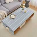 Rectangular Coffee Table Covers for Living Room Striped Embroidered Tablecloth Linen Coffee Table Cloth with Pockets and Tassels Washable Fabric for Kitchen Housewarming Home Decor 2060 Inches Gray