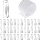 Curtain Pleat Tape 10 Meters/10.9 Yards White Pleat Curtain Tape with 30 Pcs Stainless Steel 4 Prongs Curtain Pleater Hooks, Curtain Accessory End Tape Hooks Clips for Curtain DIY
