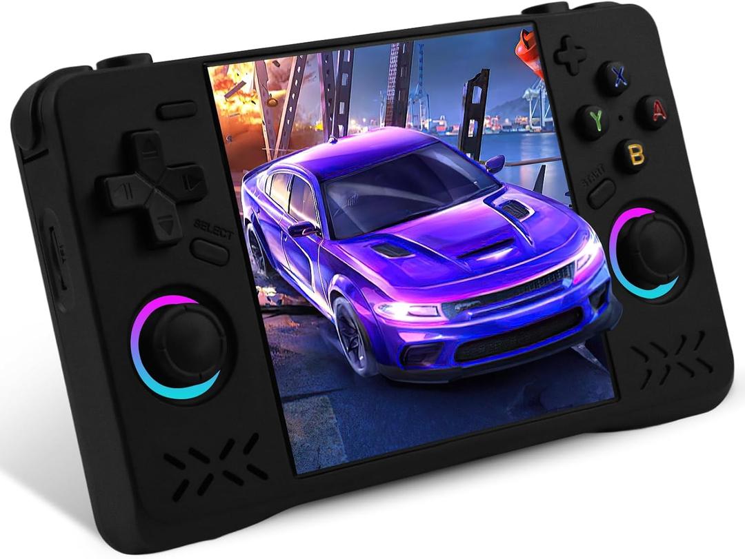 Upgraded XF40H Handheld Game Console, Retro Gaming Console Preloaded Classic Games with Multiple Emulators, 4.0 Inch 4K HD IPS Screen Open Source Linux System, Pocket Video Gaming (Black-128G)
