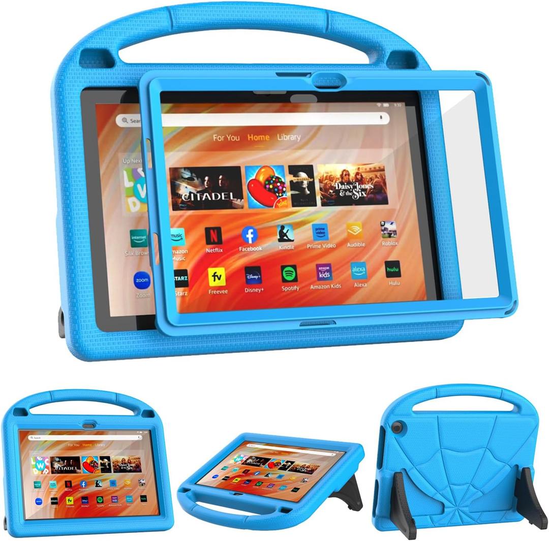 Fire HD 10 & HD 10 Plus Tablet Case for Kids(13/11th Gen, 2023/2021 Release)- Patamiyar Lightweight Shockproof Case with Screen Protector Handle Stand for Fire HD 10 Kids&Kids Pro -Blue