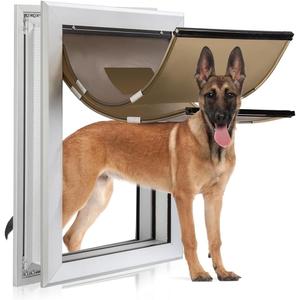 Durable Pet Door, Aluminum Door for Dog and Pets, Medium Doggie Door with Double Automatic Closing Magnetic Flaps, Ideal for Interior and Exterior Doors, Screen and Wall, Weather Resistant