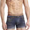 Meshal Men's Cotton Sexy Fake Jean Underwear Stretch 3D Denim Printed Personalized Boxer Briefs (XXXL)