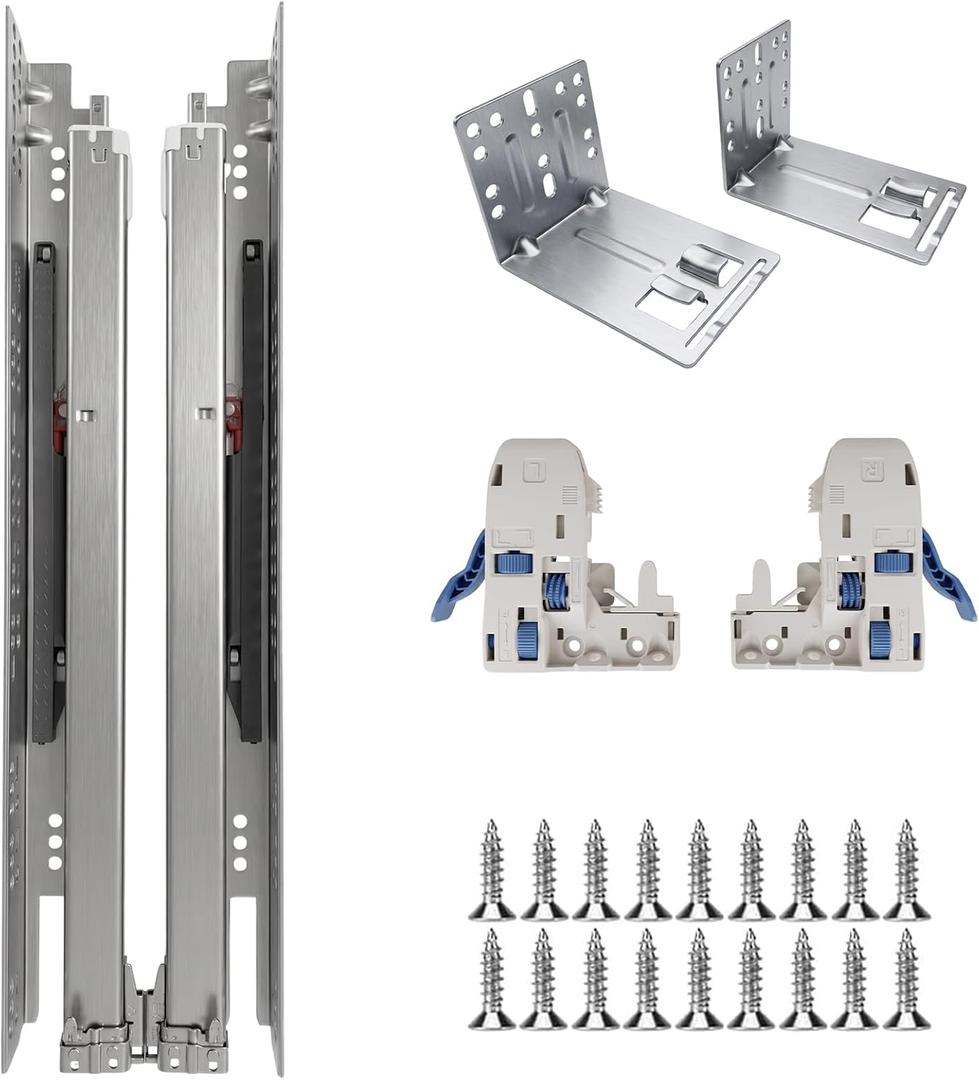 6 Pair 21 Inch (533mm) Undermount Soft Close Drawer Slides, 21 Inch-6 Set