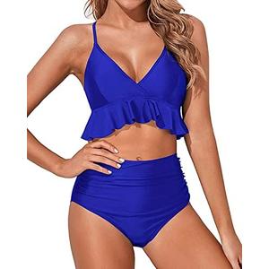 Tempt Me Women Two Piece Swimsuits High Waisted Bikini Set Ruffle Flounce Tummy Control Bottoms Bathing Suit, XL Tempt Me Women Two Piece Swimsuits High Waisted Bikini Set Ruffle Flounce Tummy Control Bottoms Bathing Suit, XL