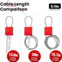 Cable Lock with 3 Keys | L 6.56ft(2m),D 1/6in(4mm) Adjustable Steel Cable Padlock | Aluminum Locks for Bikes, Gate, Lockers & Outdoor Gear | Weatherproof & Red